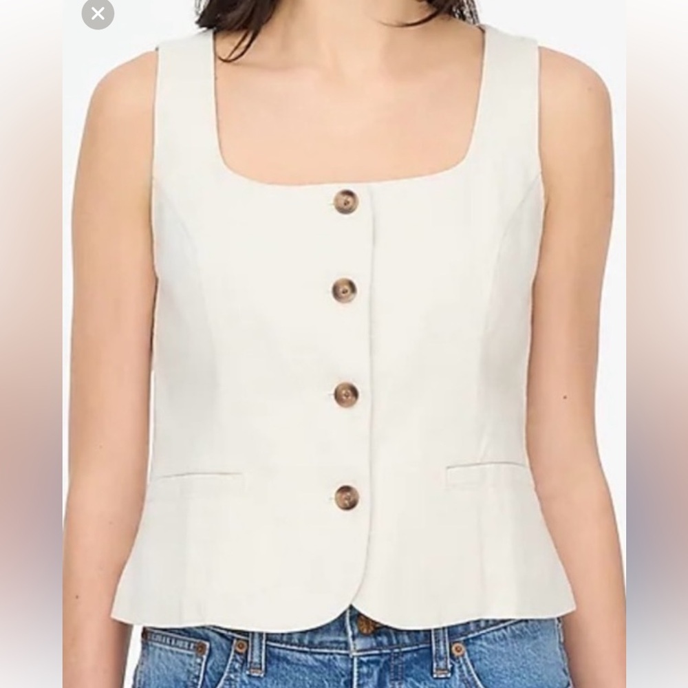 J. Crew  button Up Linen vest